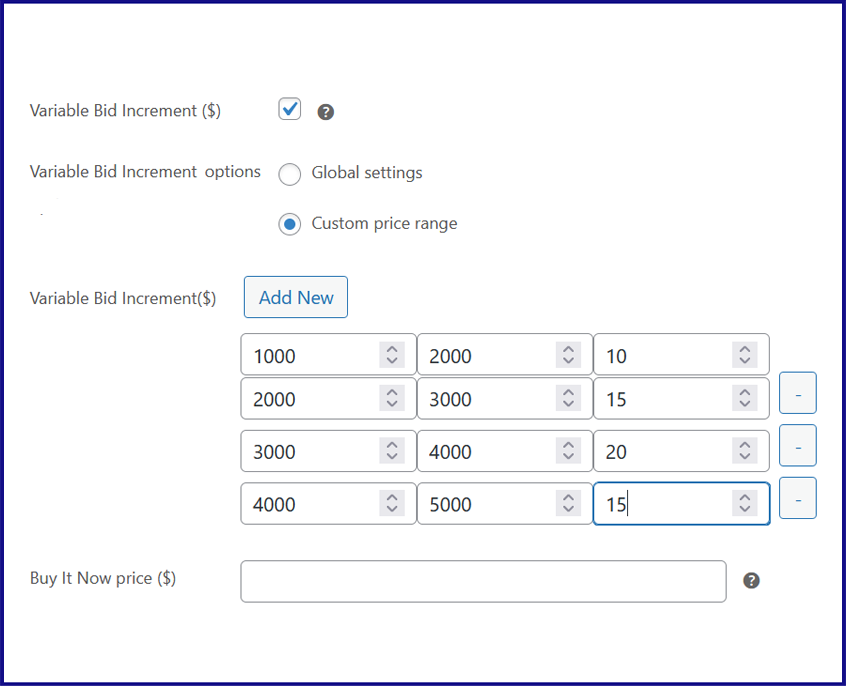 Bid Increment Rules - Ultimate Auction Pro Bid Increment Rules