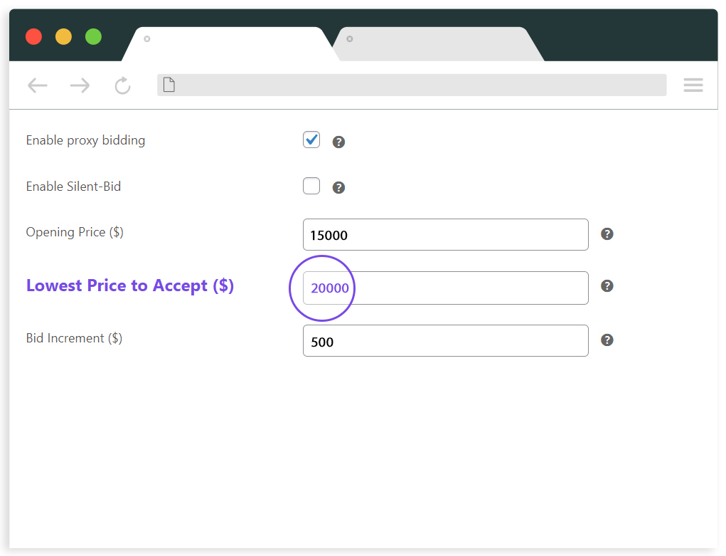 Auctioneer Software - Reserve Price